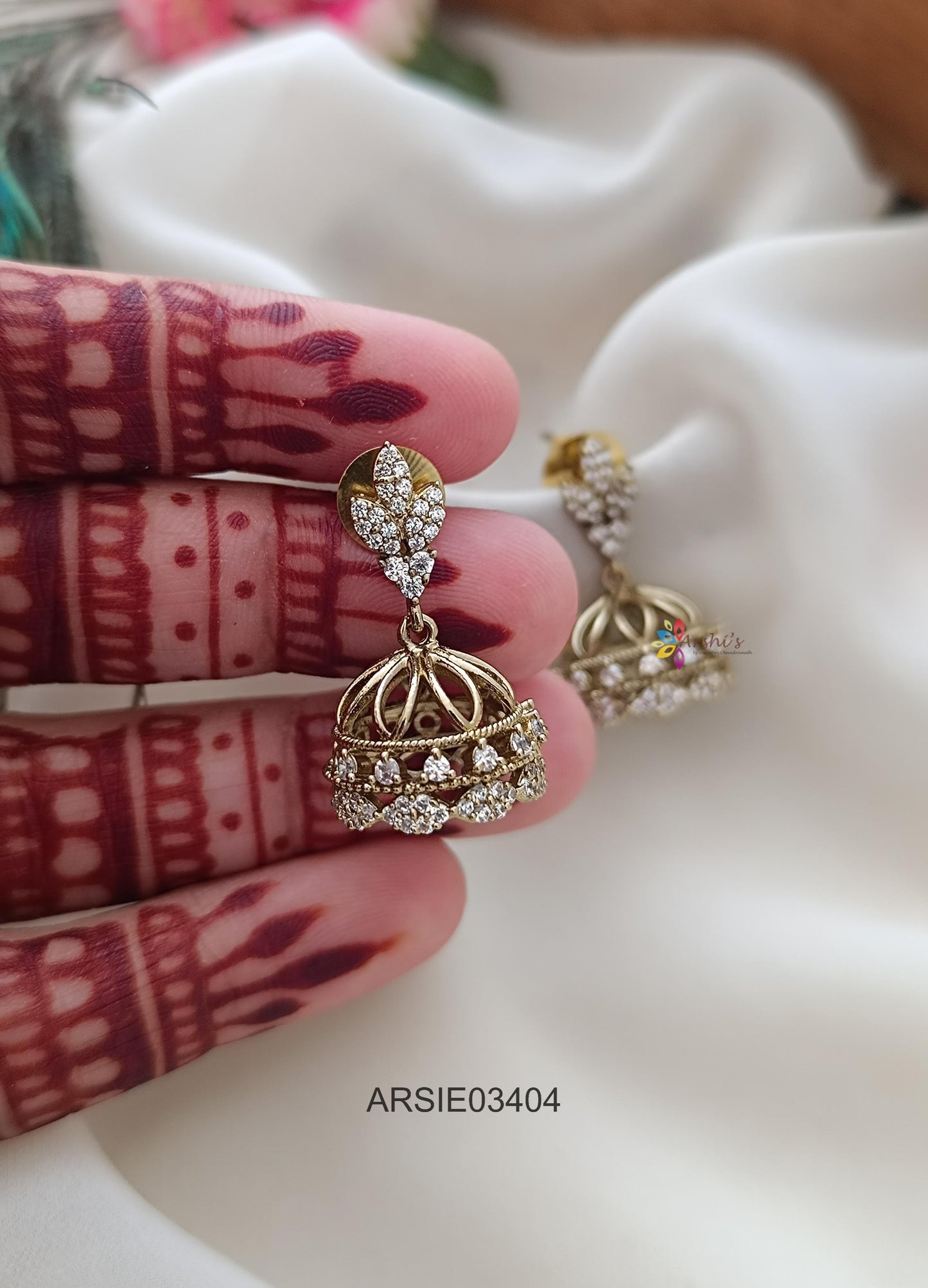 Victorian White Stone Jhumka