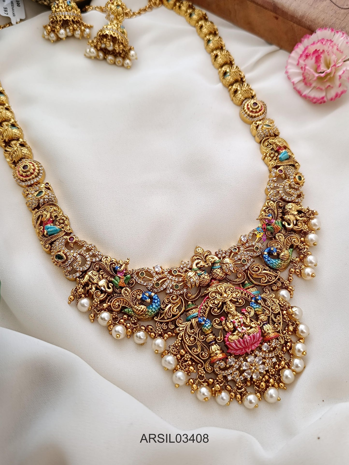 3D Enamel Lakshmi Long Haram