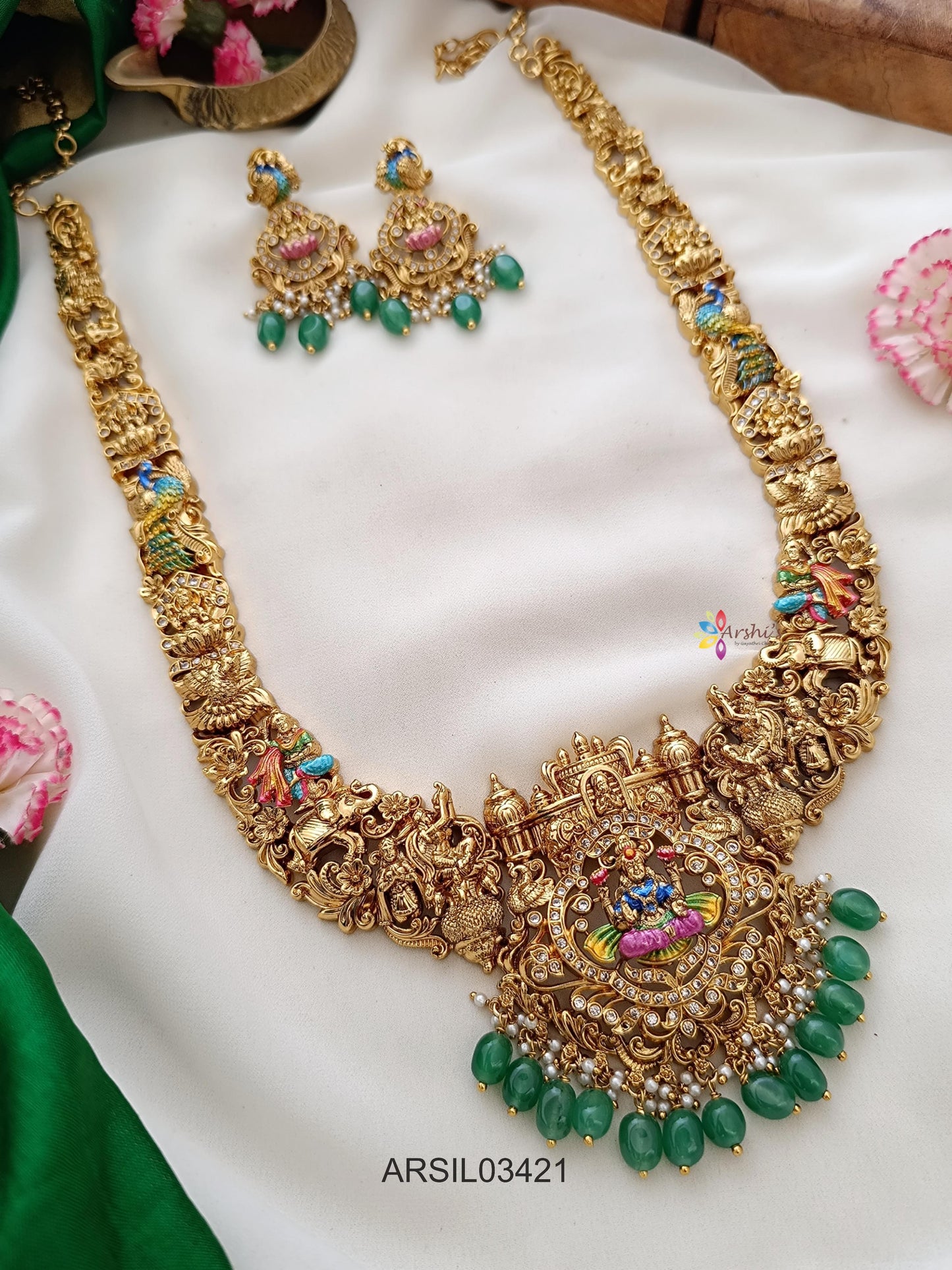 3D Enamel Green Bead Long Haram
