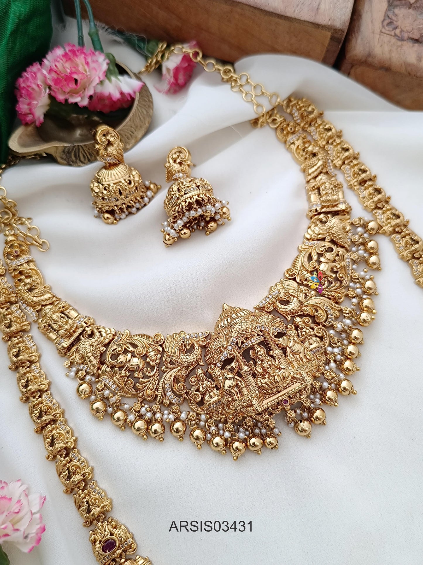 Temple Gold Bead Bridal Jewellery Set