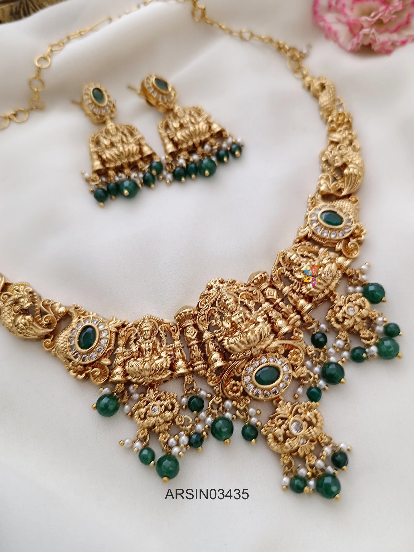 Temple Green Bead Necklace