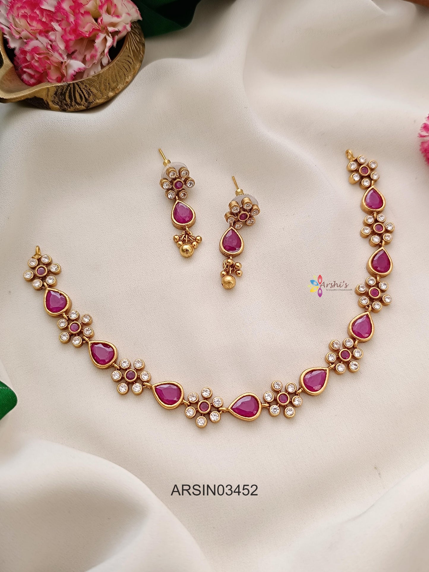 Simple Ruby Stone Necklace