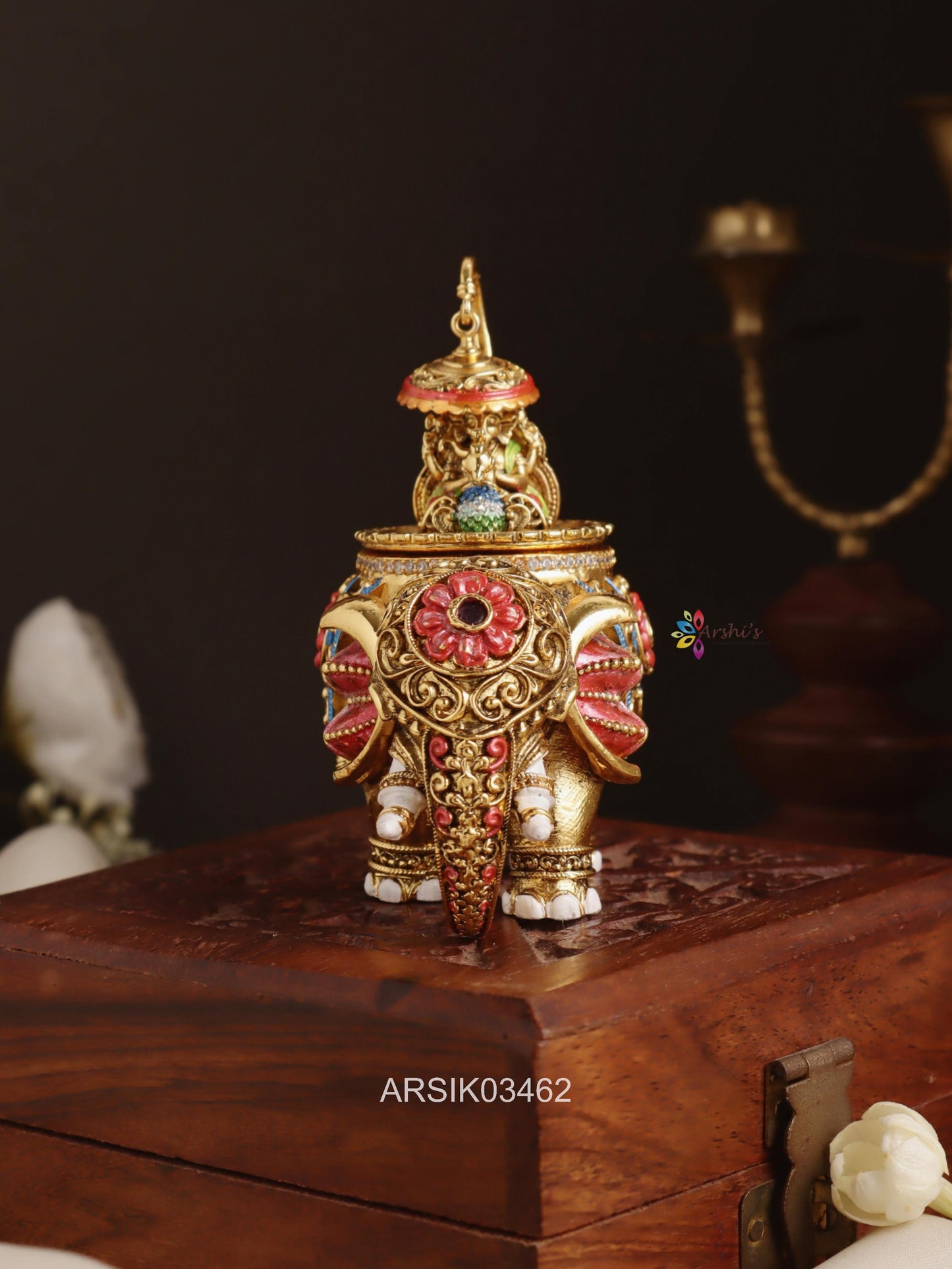 Elephant and Ganesha Kumkum Box
