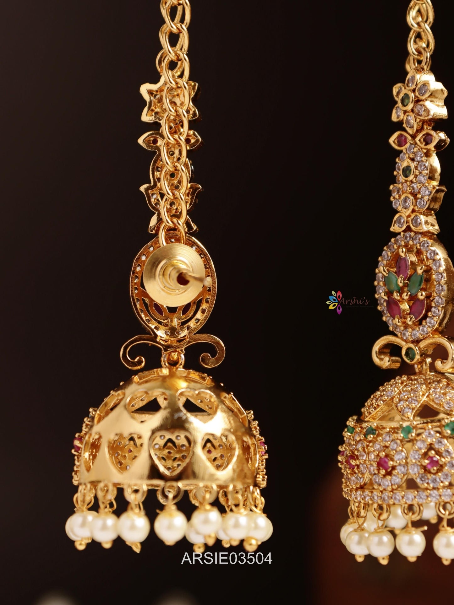 Stone Jhumka with Earchains