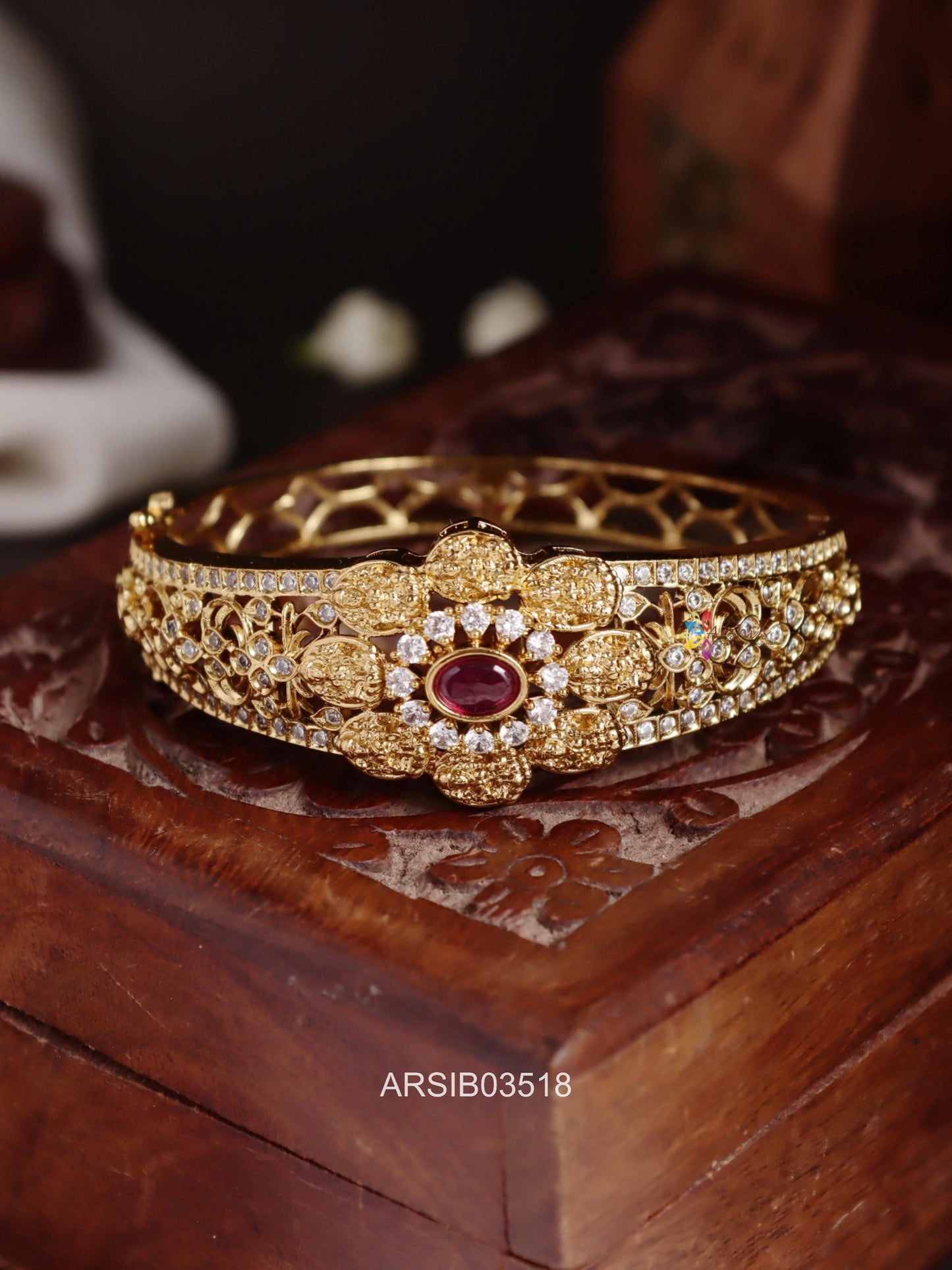 Antique Grand White and Ruby Stone Bracelet
