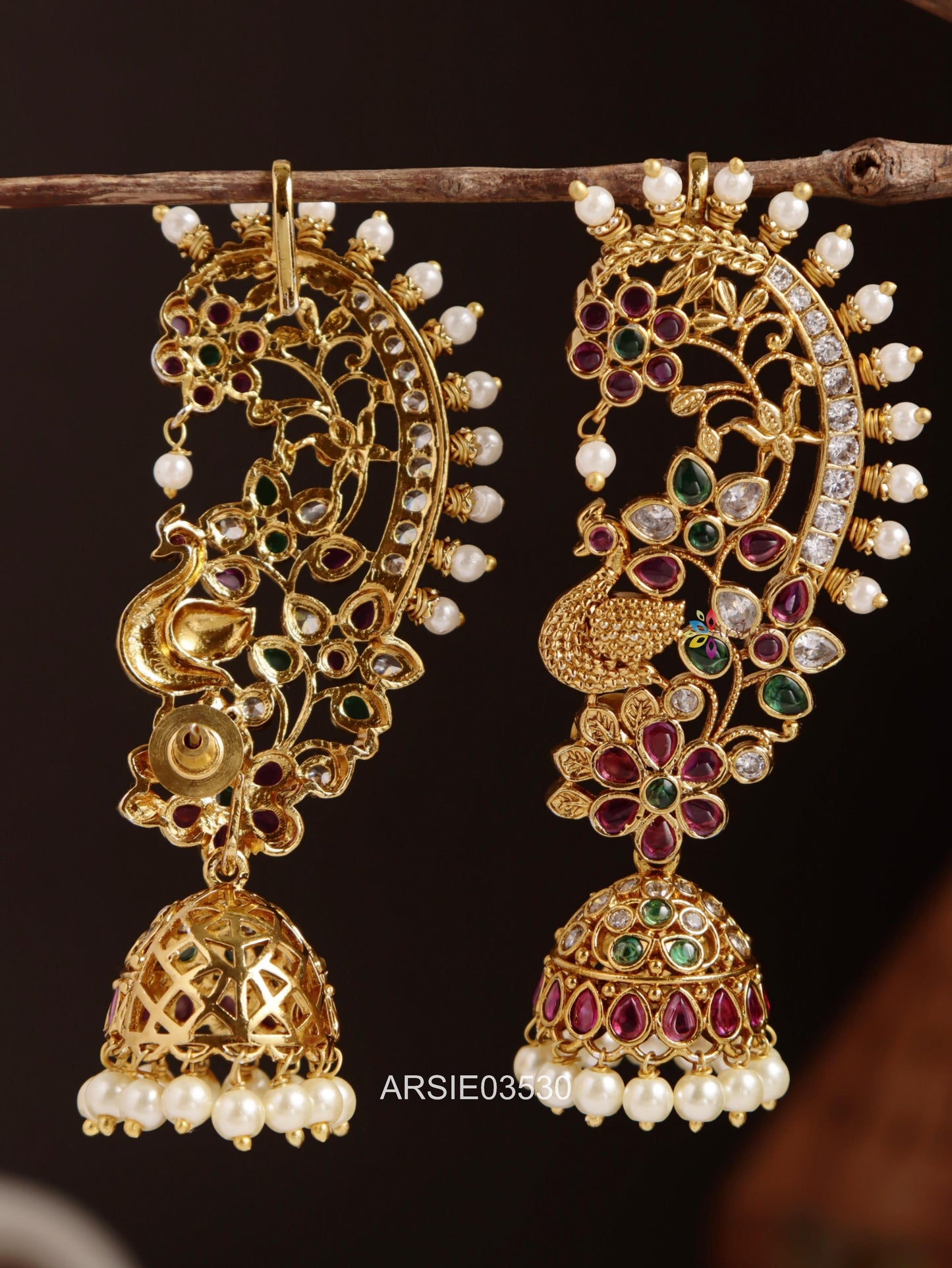 Peacock Stone Earcuffs