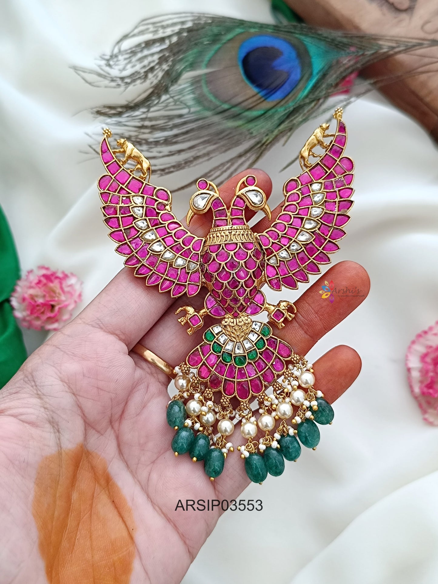 Jadau Kundan Dual Side Ganda Berunda Pendant