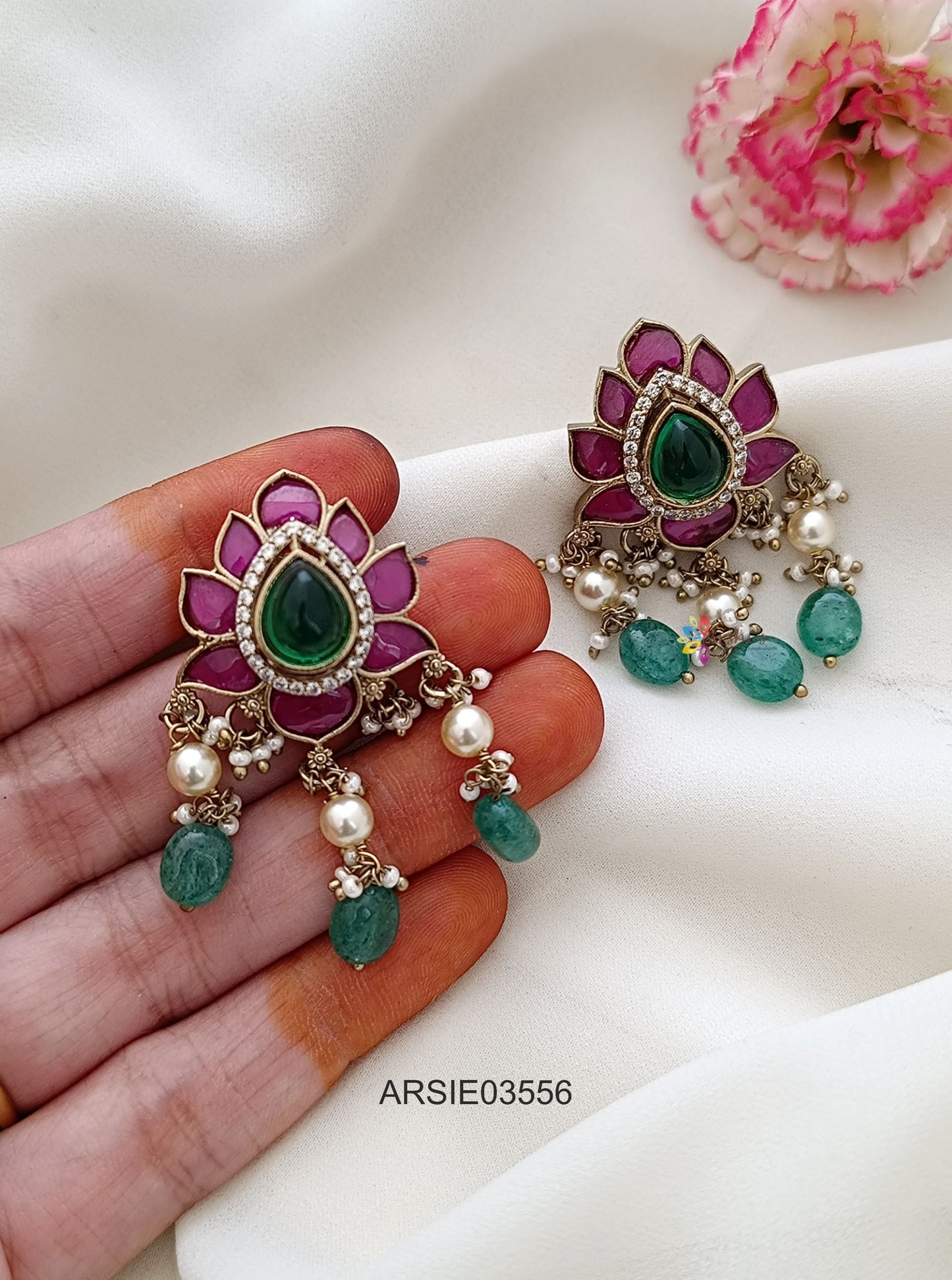 Jadau Kundan Lotus Earrings