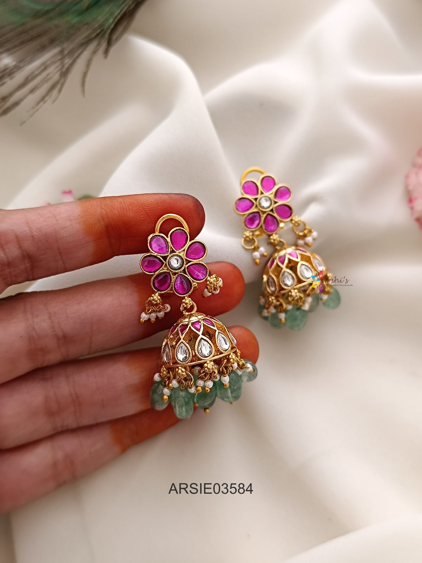 Jadau Kundan Flower Design Jhumka