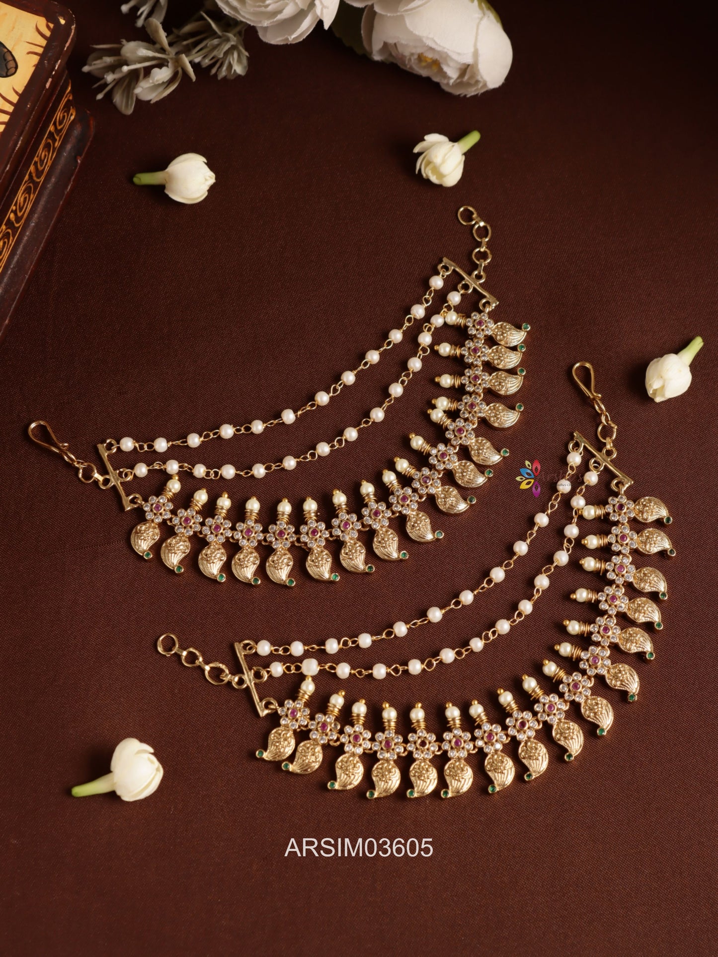 Mango Design Pearl Studded Earchains