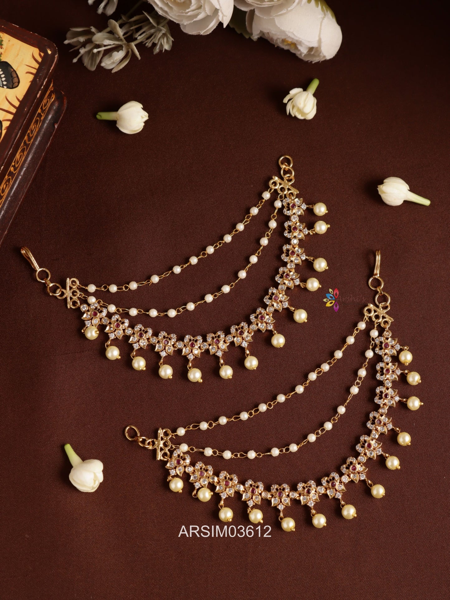 Stone Pearl Drop Earchains