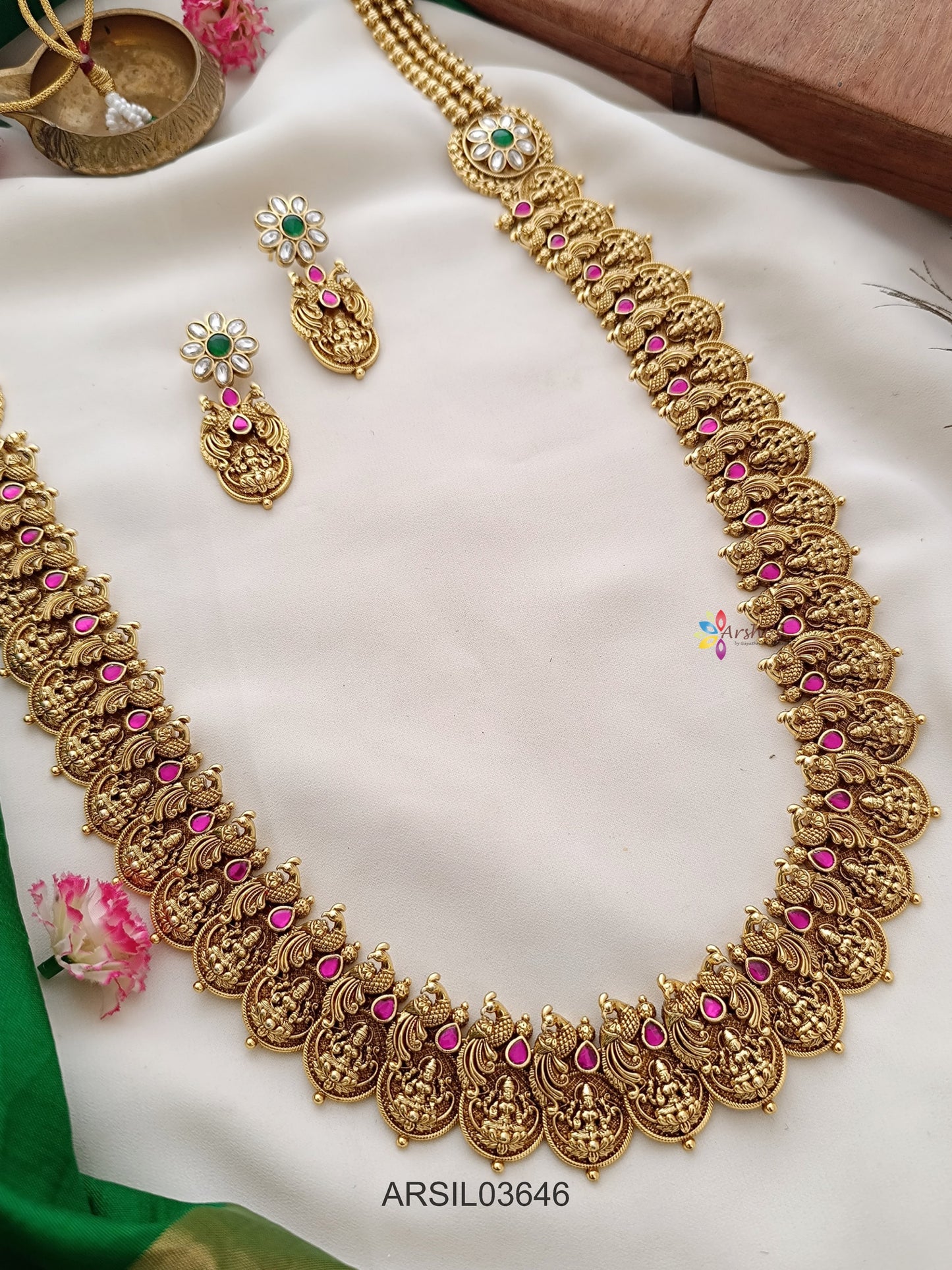 Jadau Kundan Lakshmi Coin Long Haram