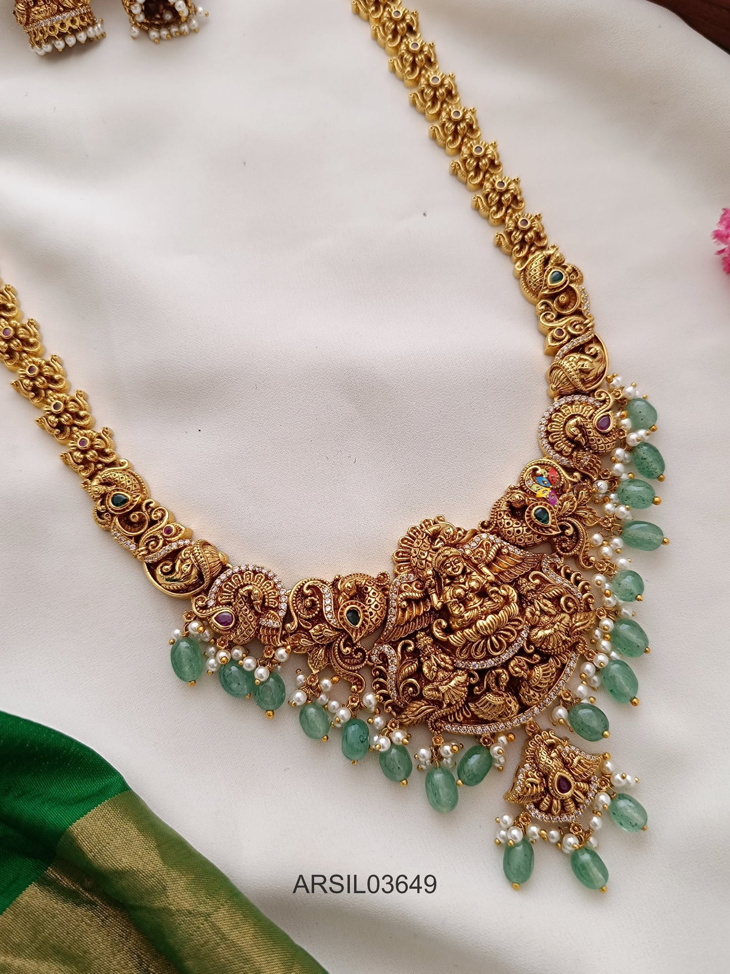 Antique Green Bead Temple Long Haram