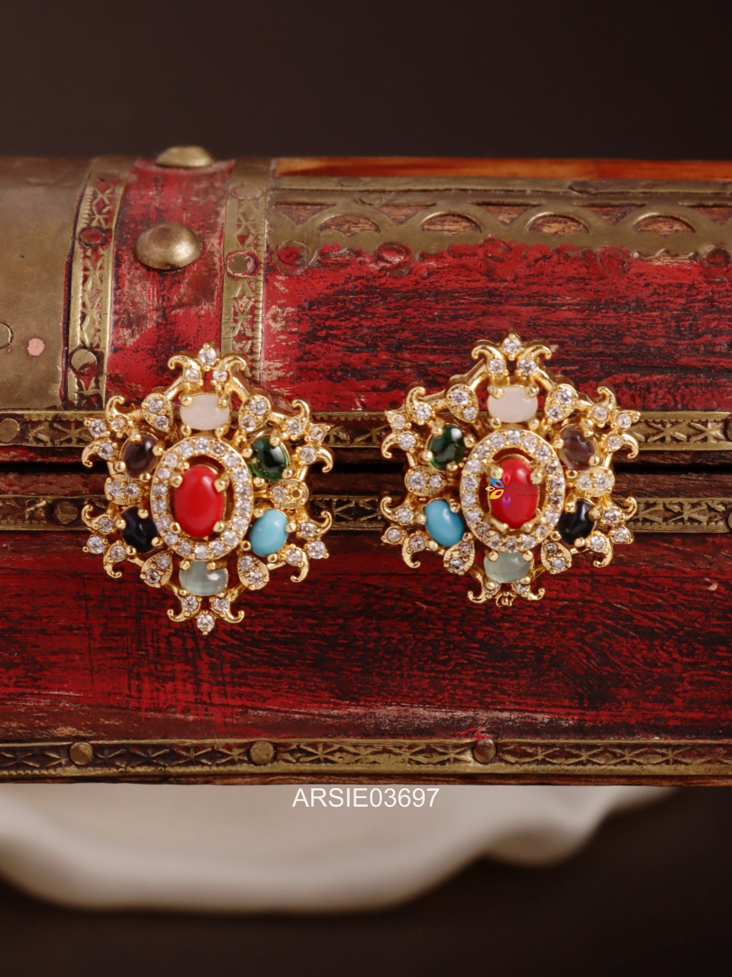 Navarathna Stone Ear Studs