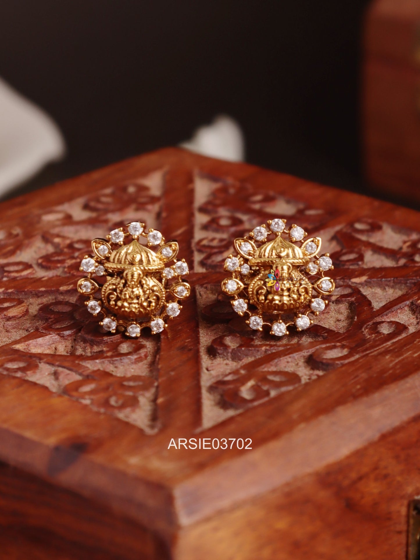 Temple White Stone Ear Studs
