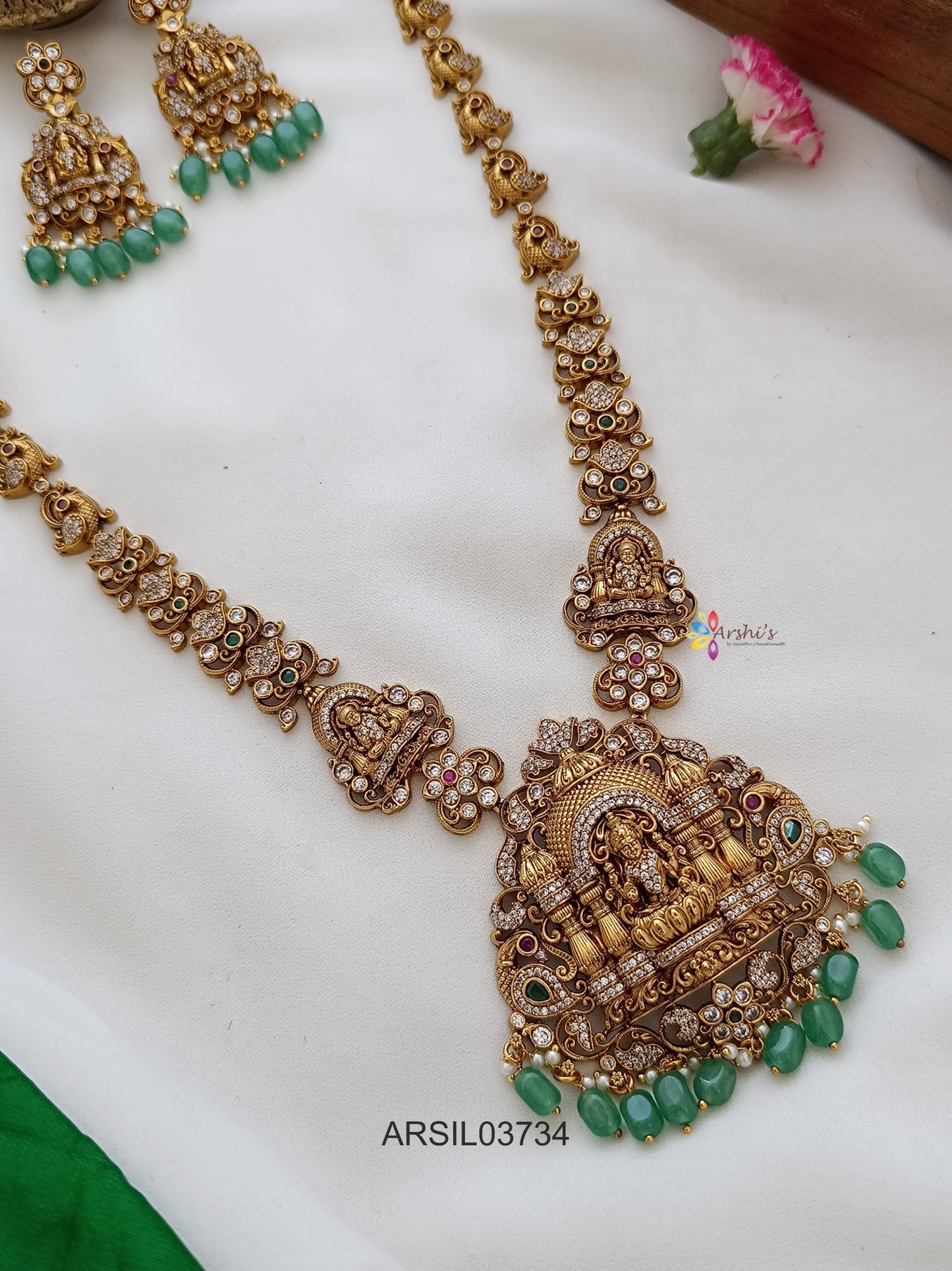 Antique Lakshmi White Stone Haram