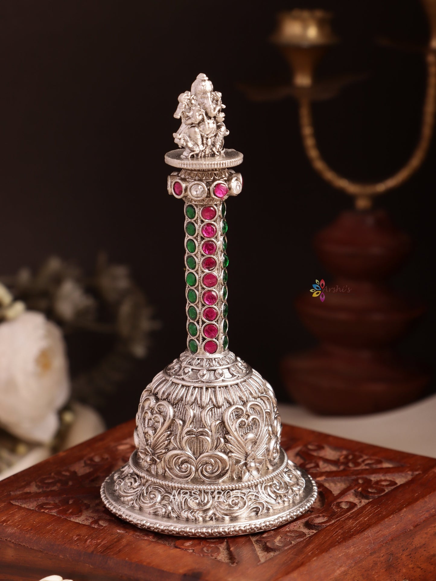 Oxidised Silver Ganesha Temple Bell