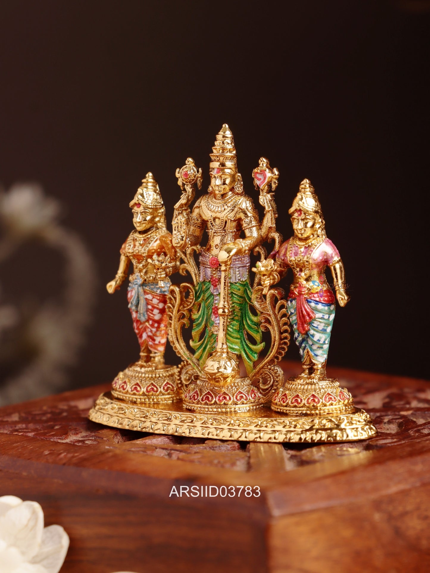 Meenakari Vishnu with Shridevi and Bhudevi Idiol