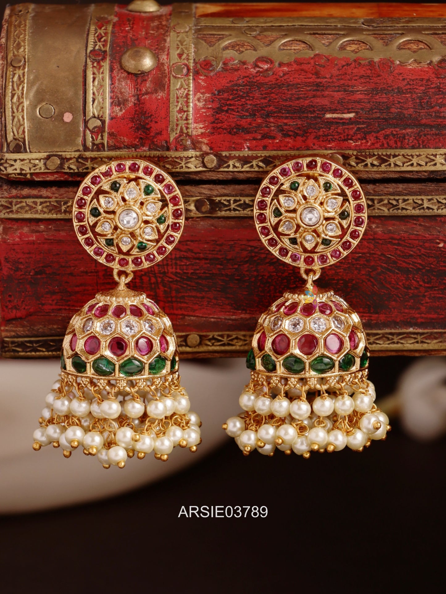 Kemp and White Stone Jhumka