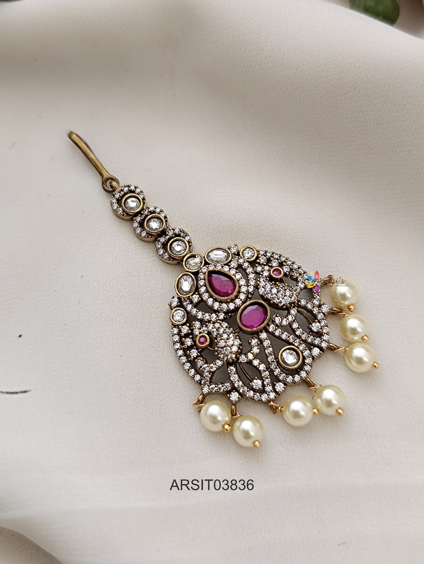 Peacock Victorian Ruby Maang Tikka