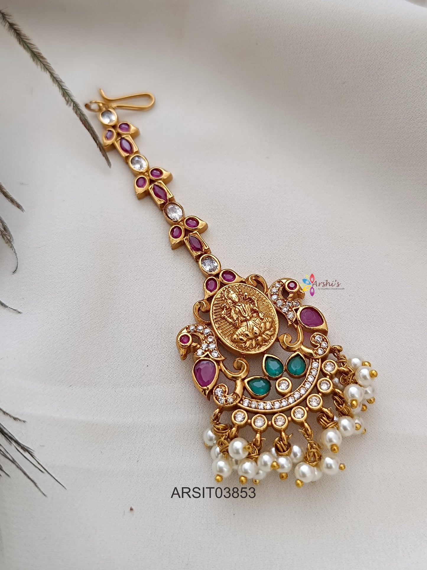 Lakshmi Peacock Stone Maang Tikka