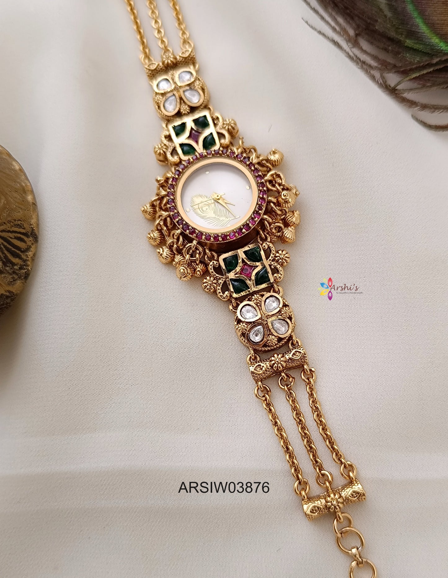 Antique Kundan Gold Beads Watch