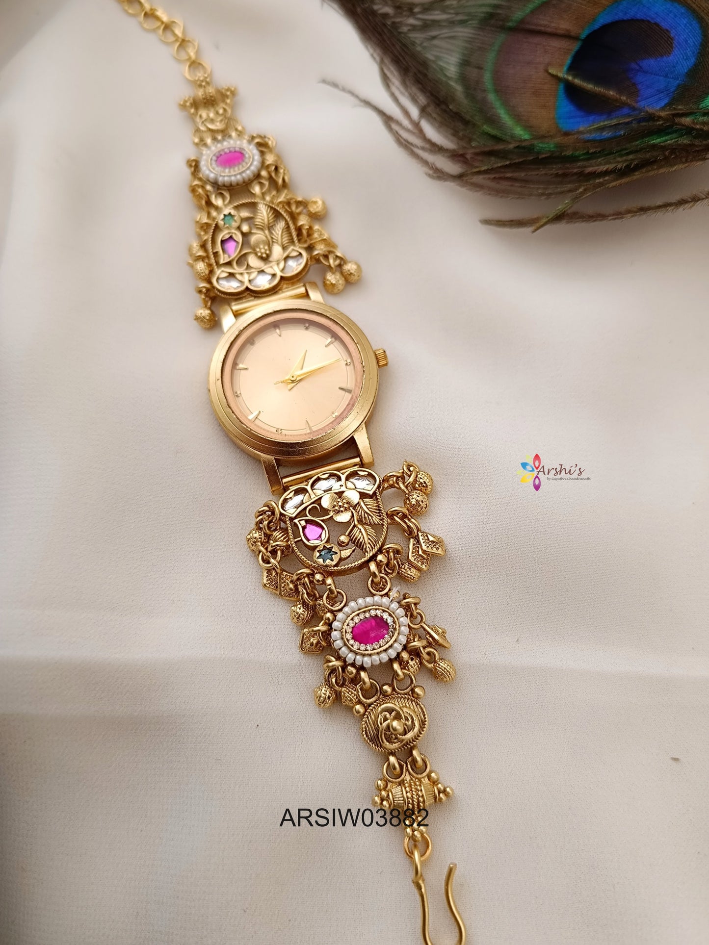 Heritage Flower and Leaf Kundan Watch