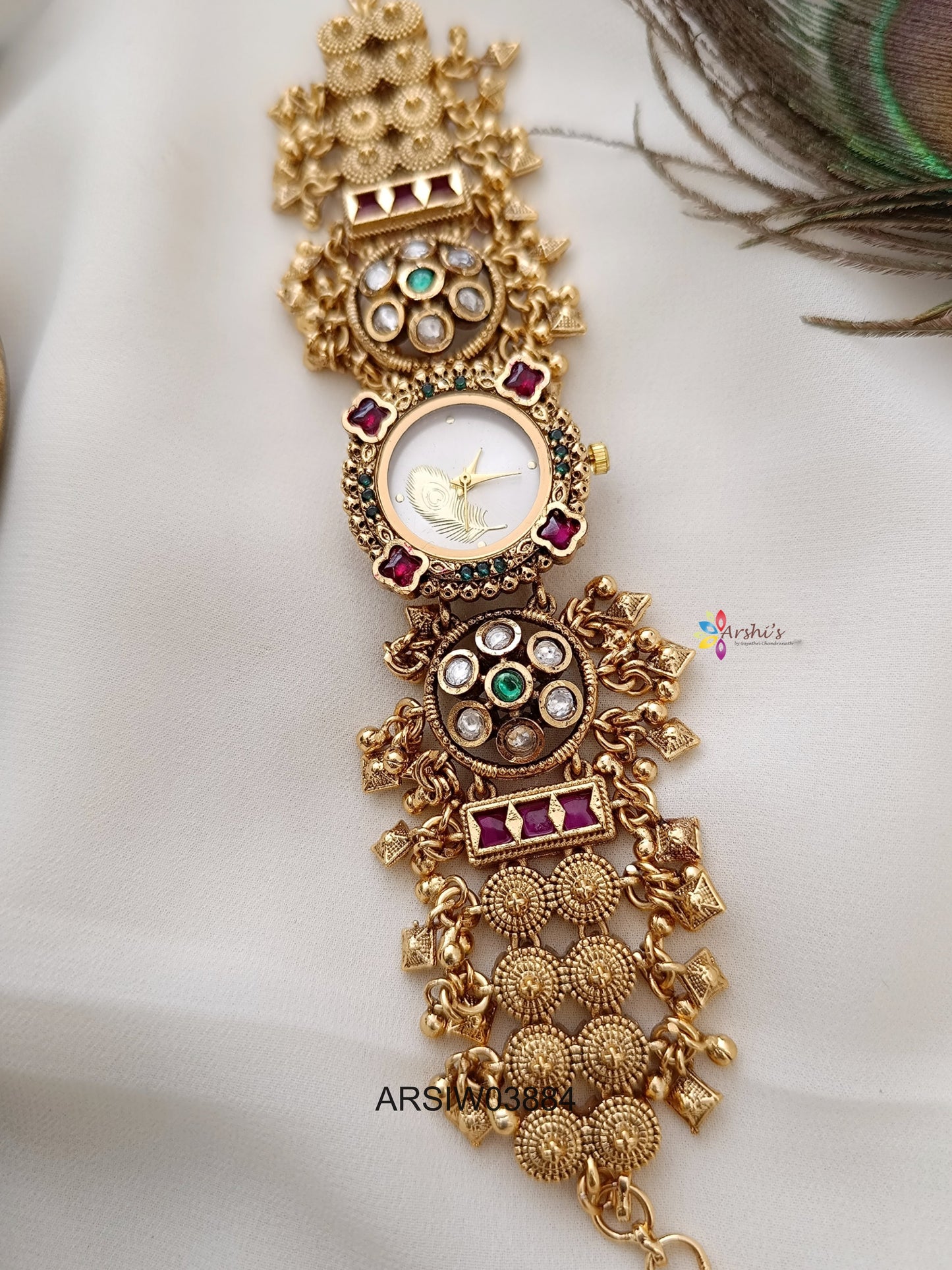 Jadau Kundan Gold Bead Watch