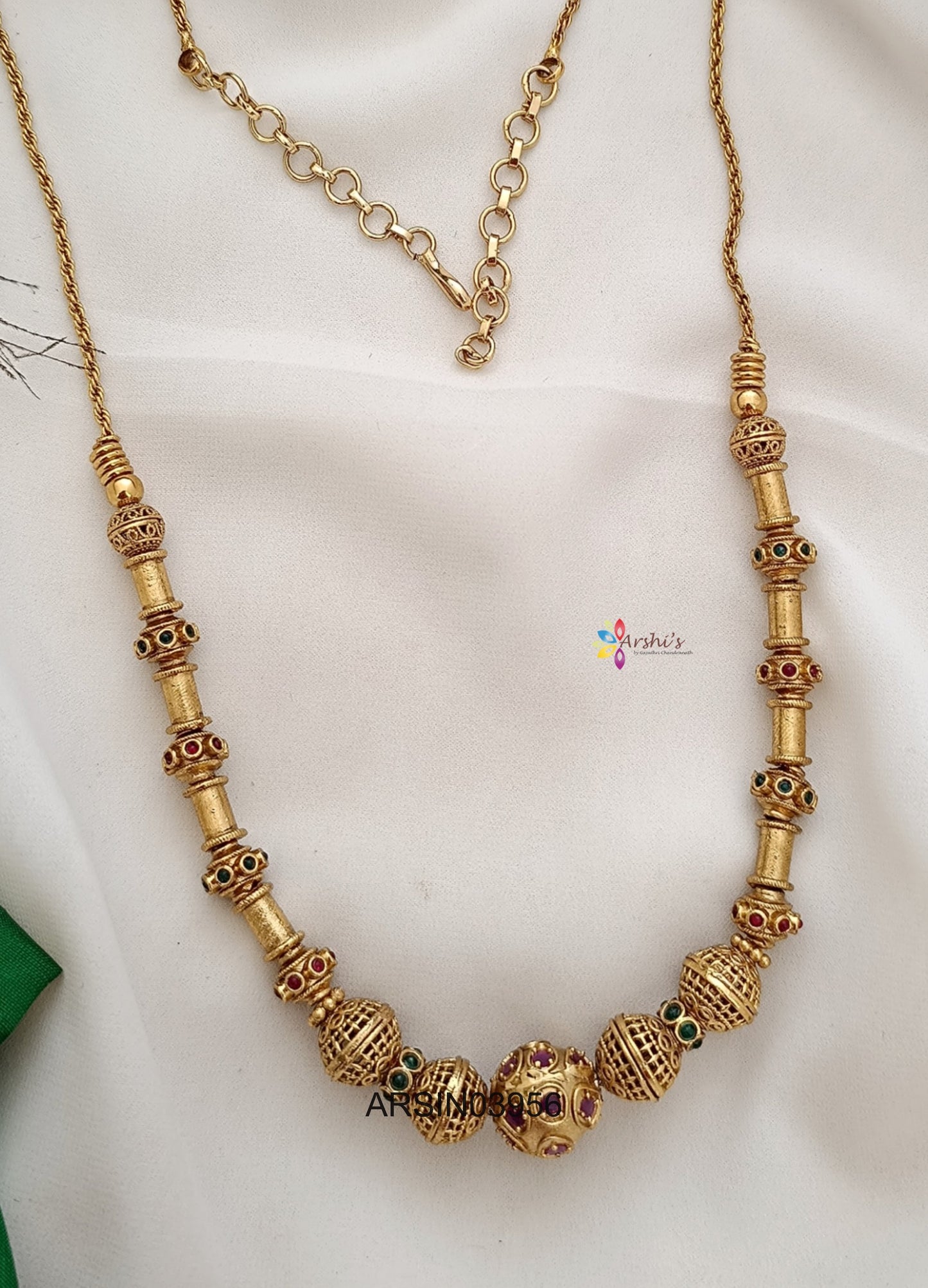 Gold Bead Stone Necklace