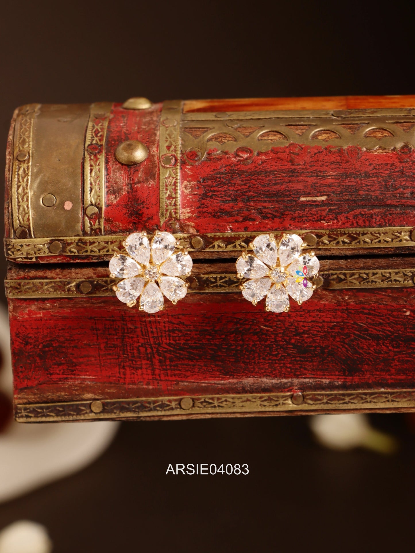 White Stone Small Ear Studs