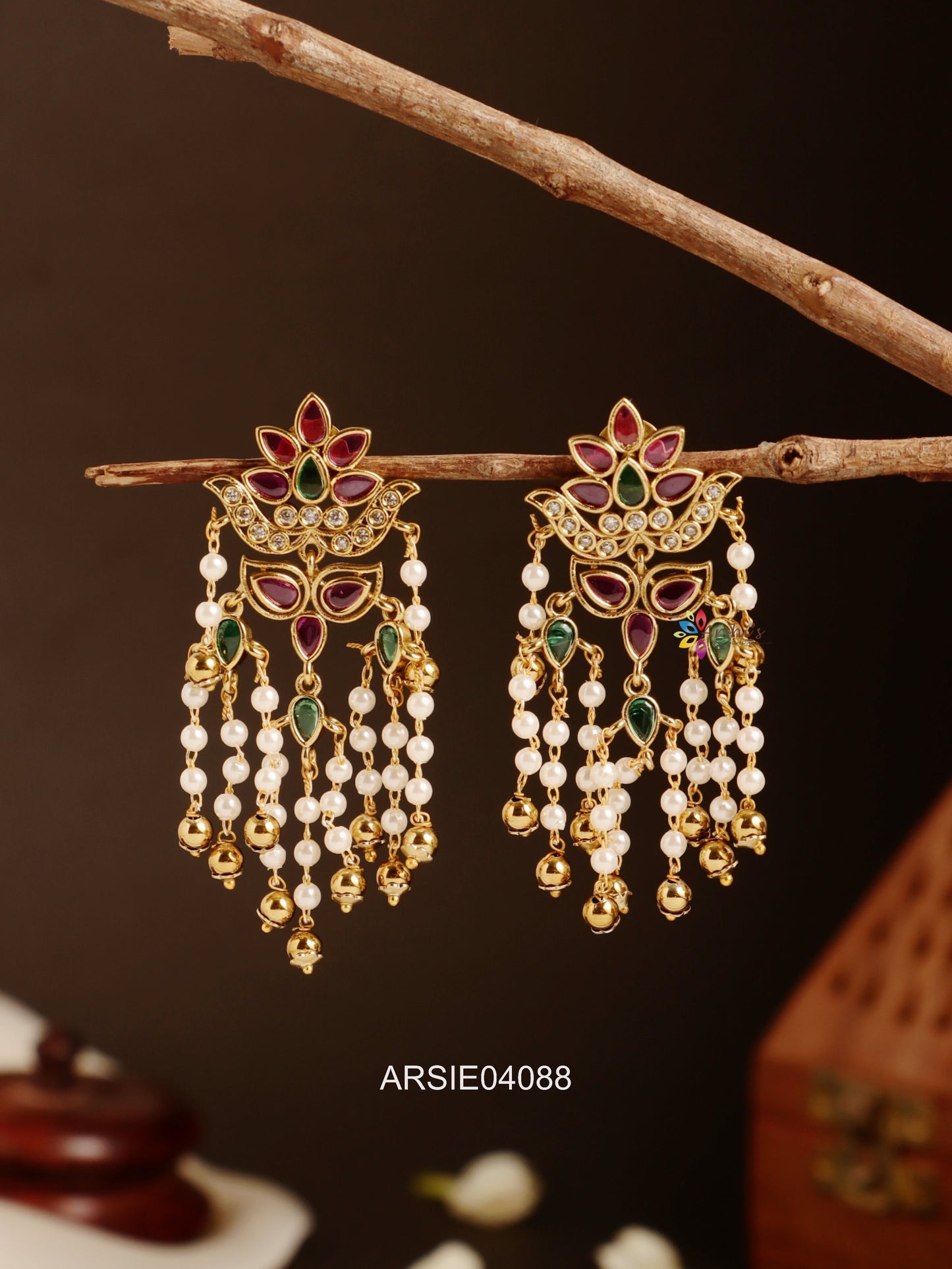 Kemp and Green Pearl Drop Earrings