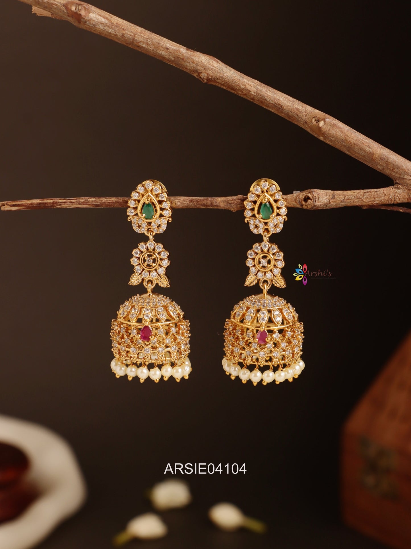 White Stone Long Jhumka