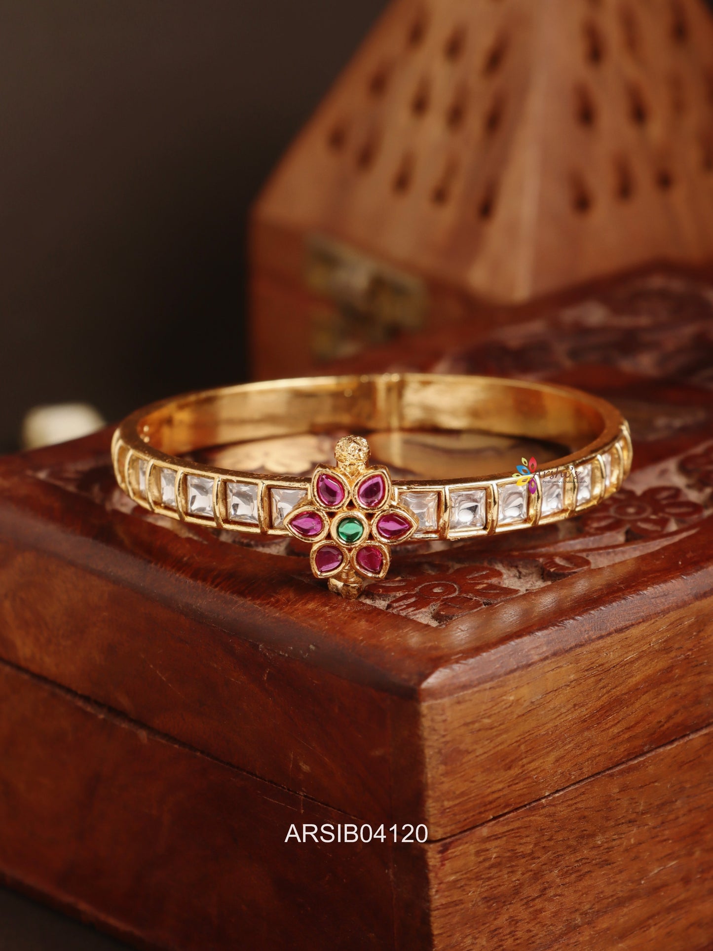 Square White Stone Bangle