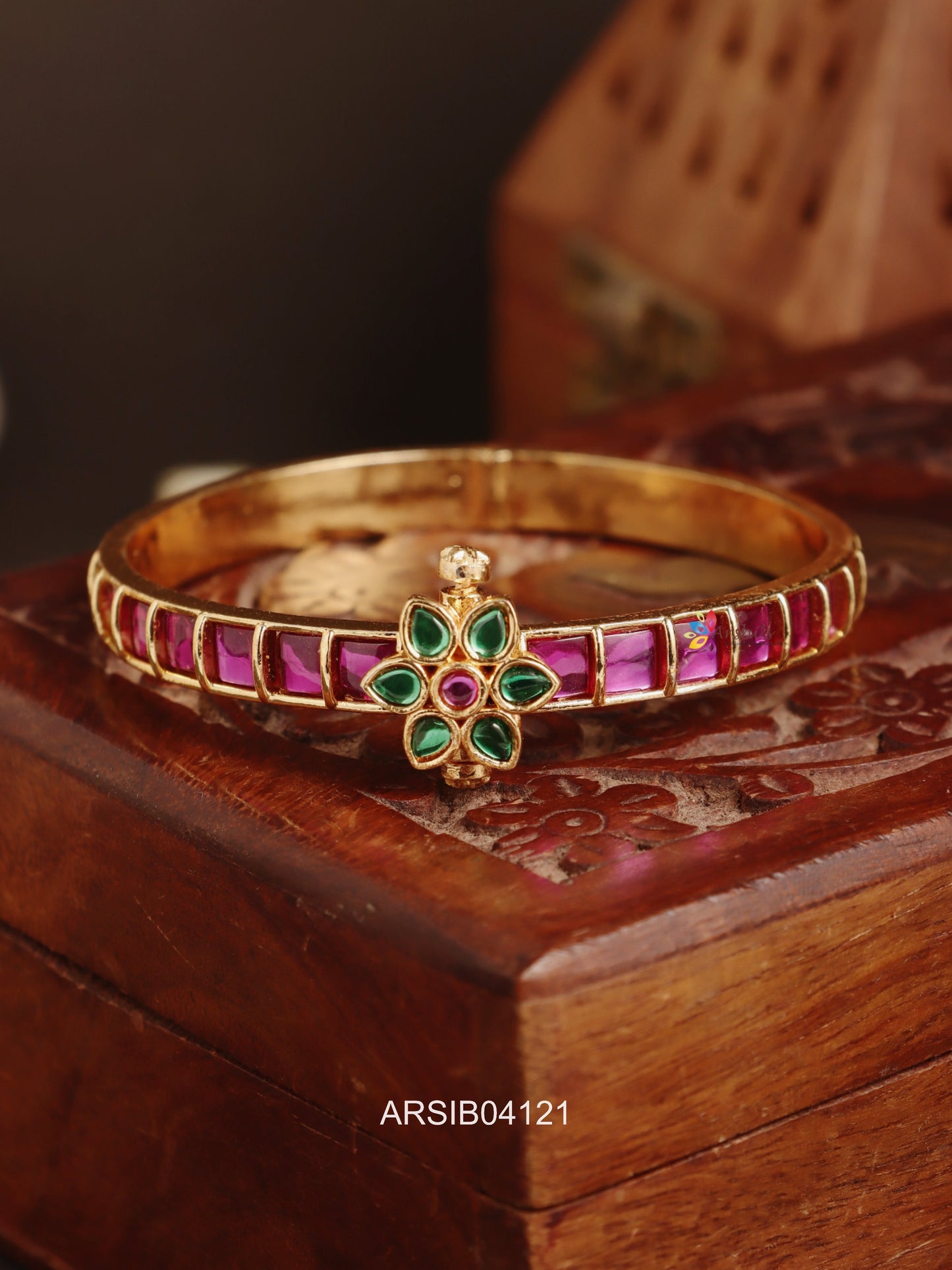 Square Red Stone Bangle