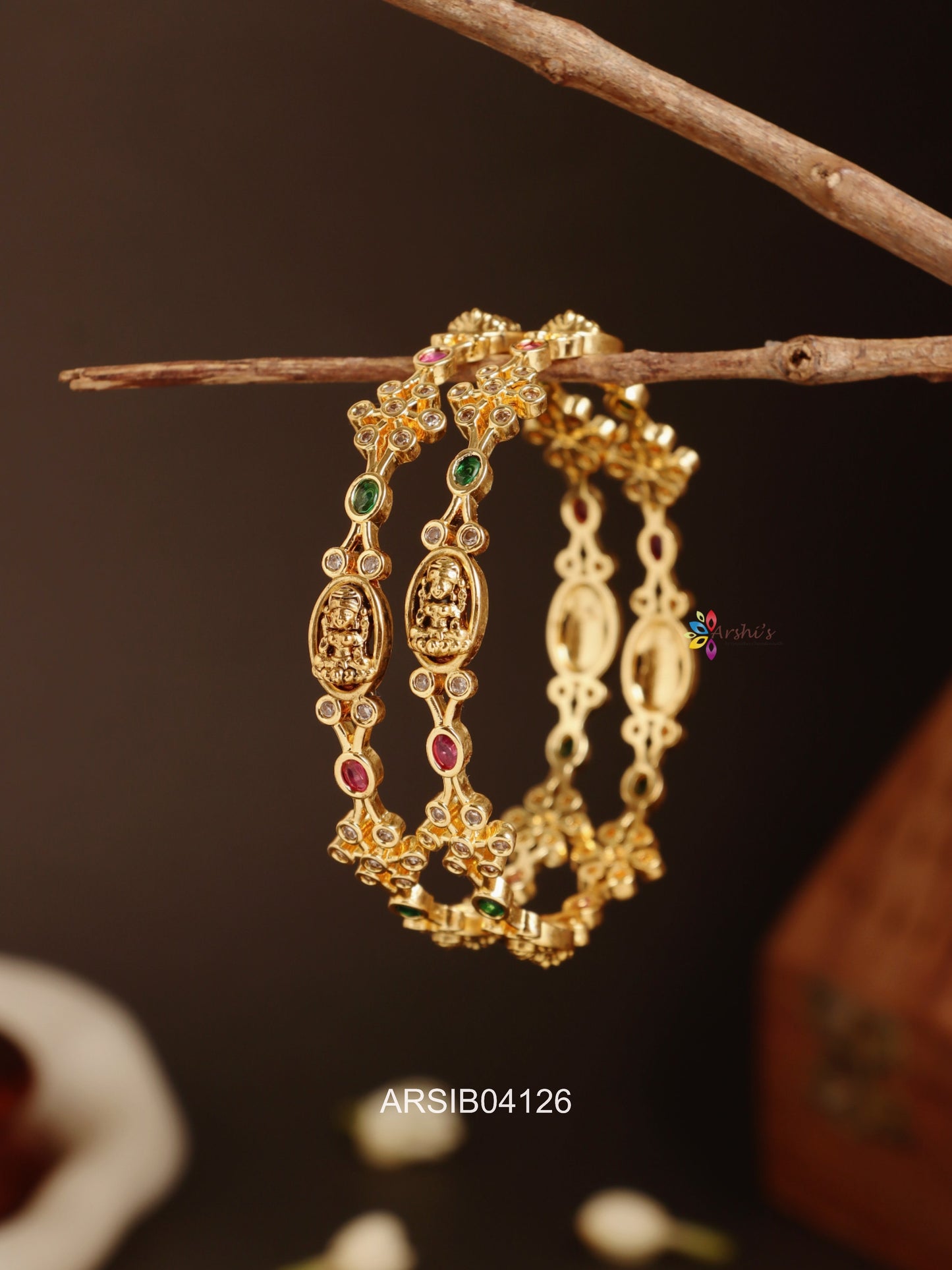 Lakshmi and Flower Motif Bangles