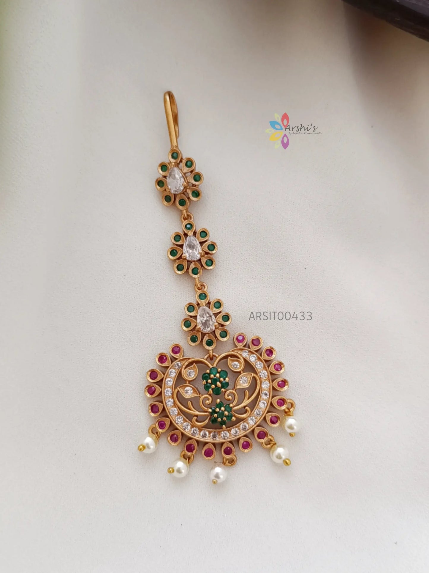 Flower Design Stone Maangtikka