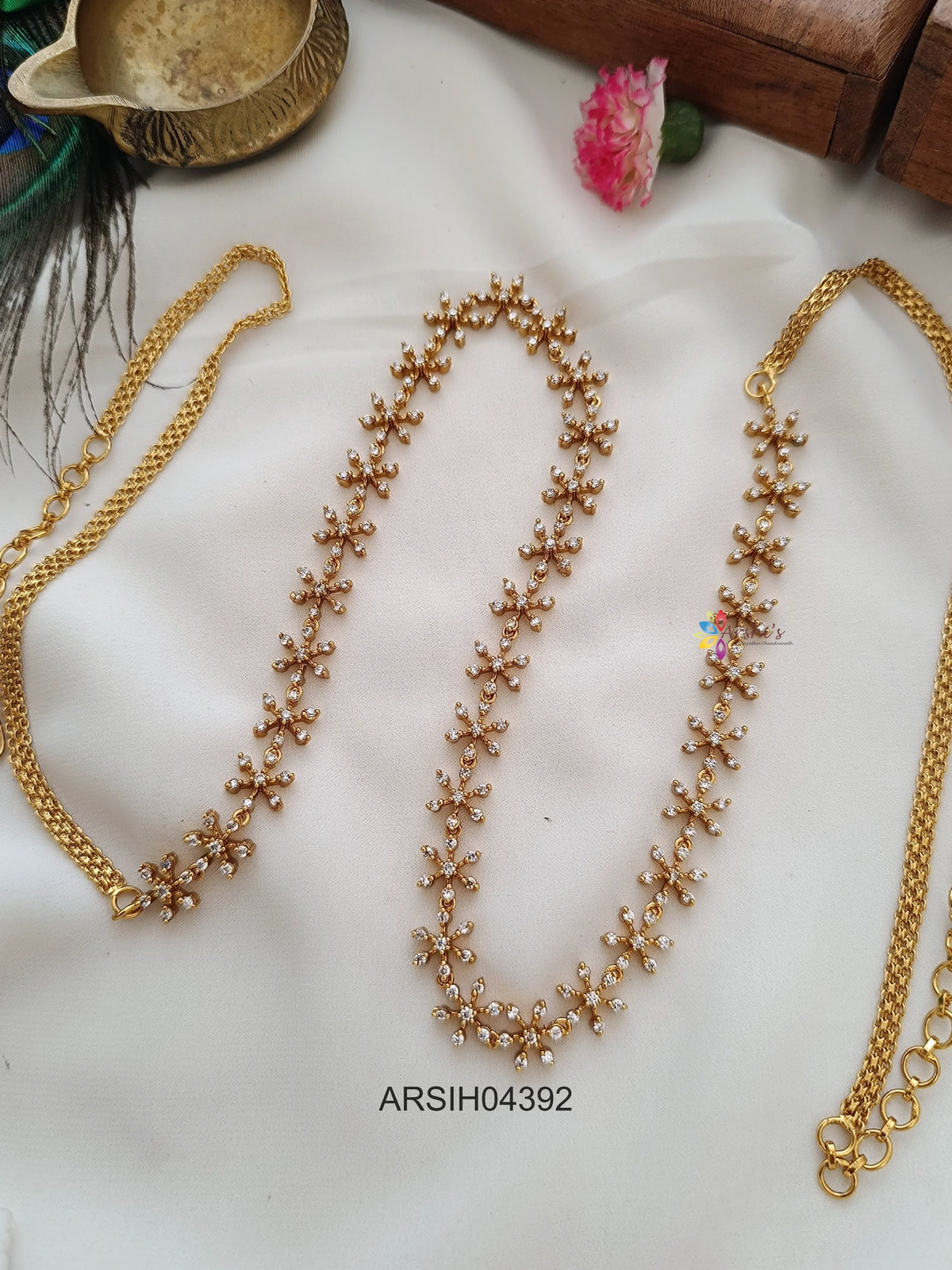 Gold White Stone Hip Chain