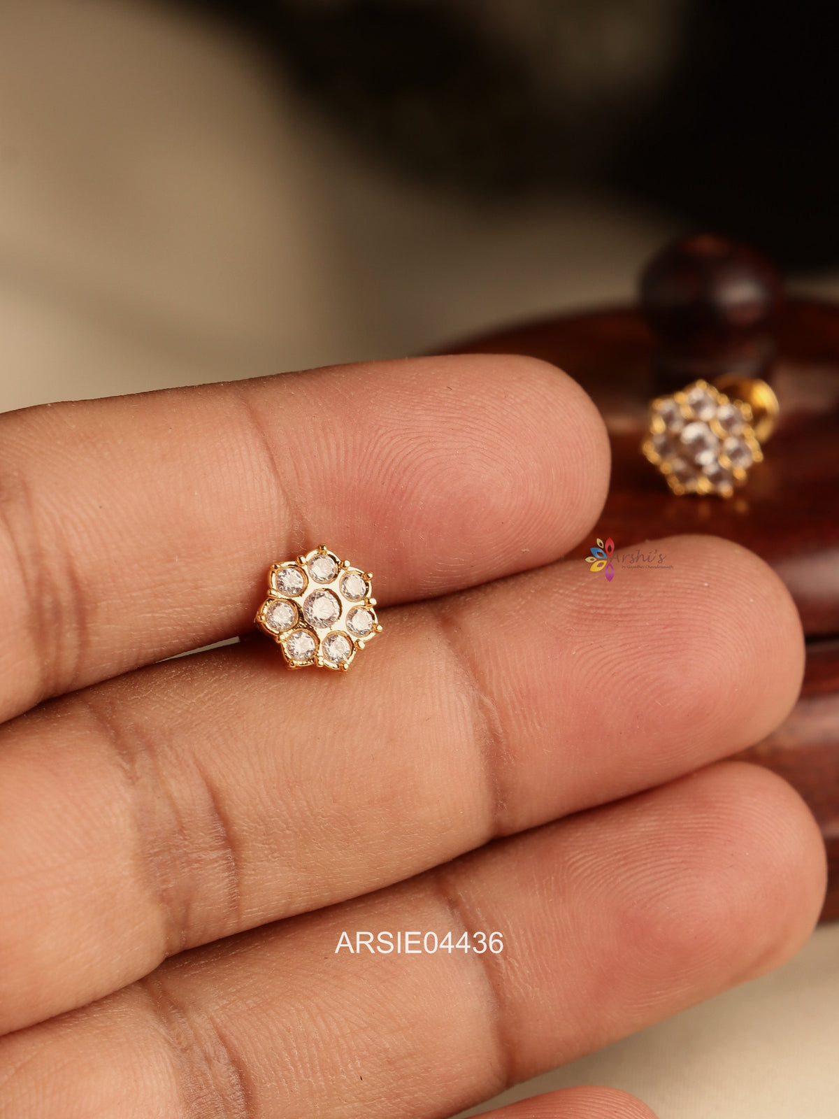 White Stone Ear Studs