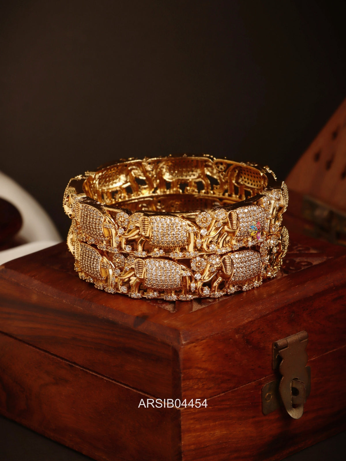 Elephant White Stone Bangles