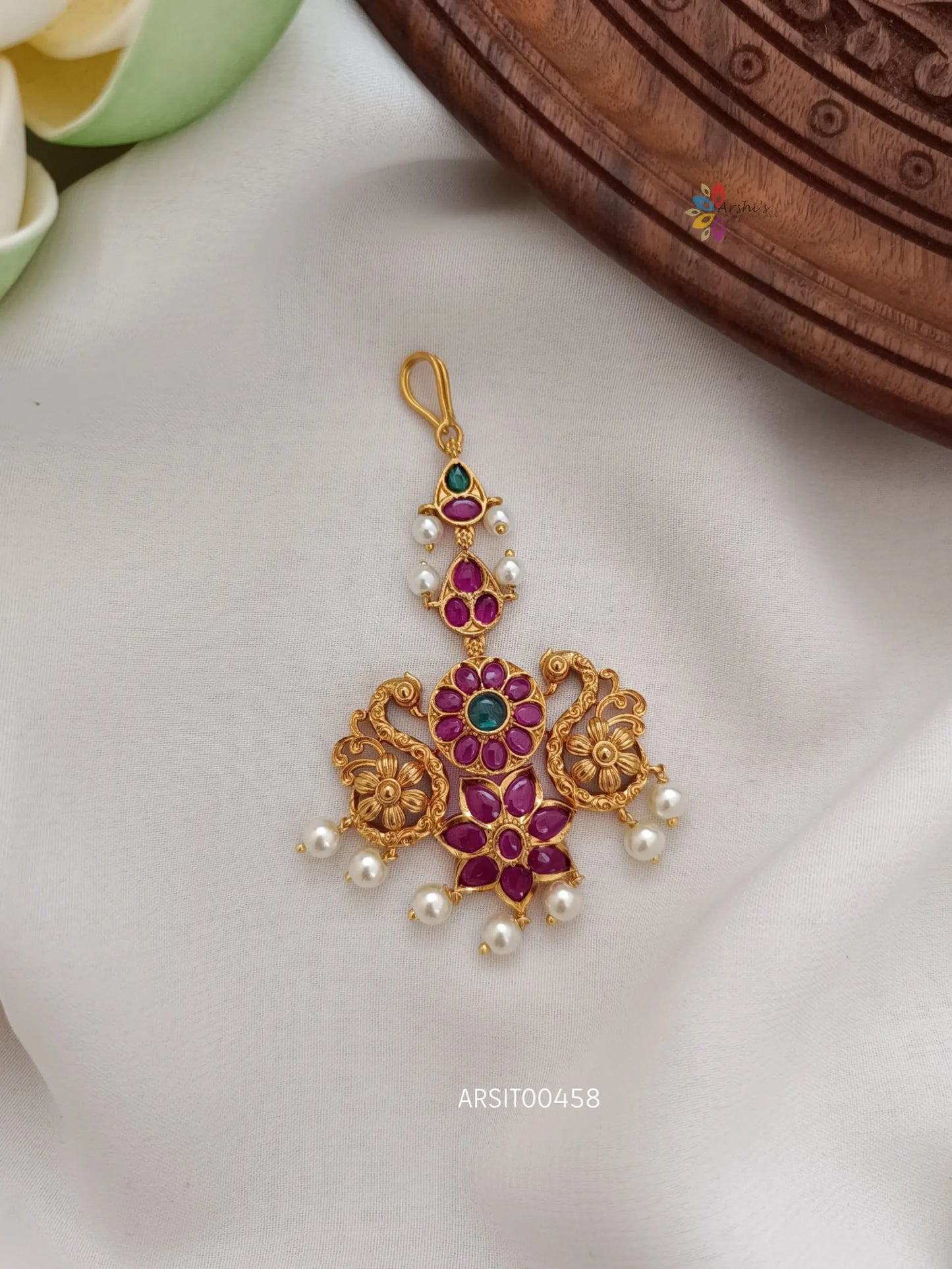 Floral Peacock Design Maangtikka