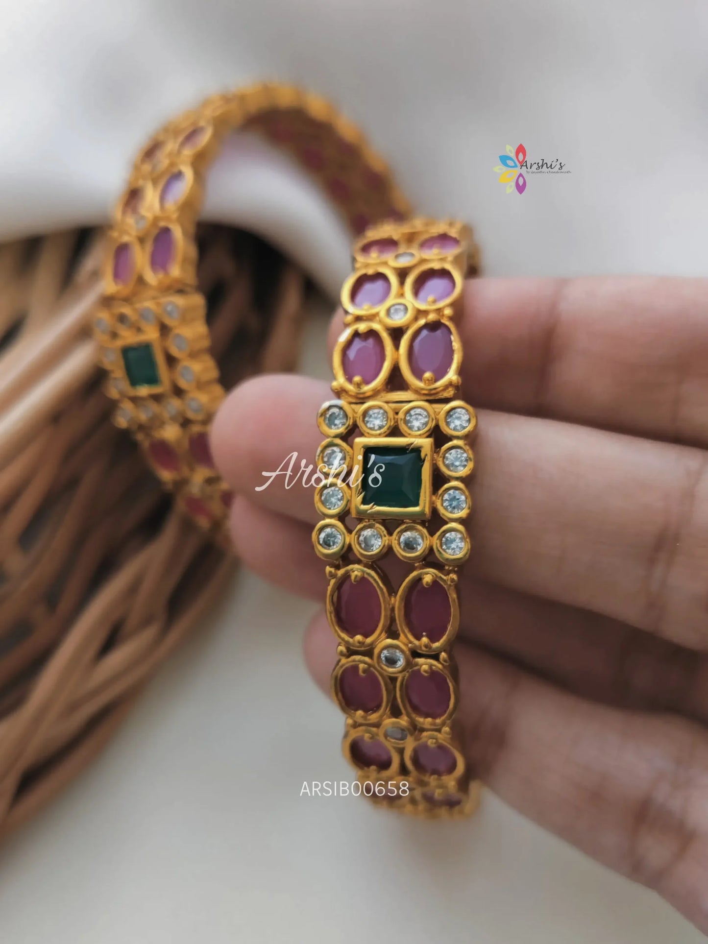 Ruby Emerald AD Stone Bangles