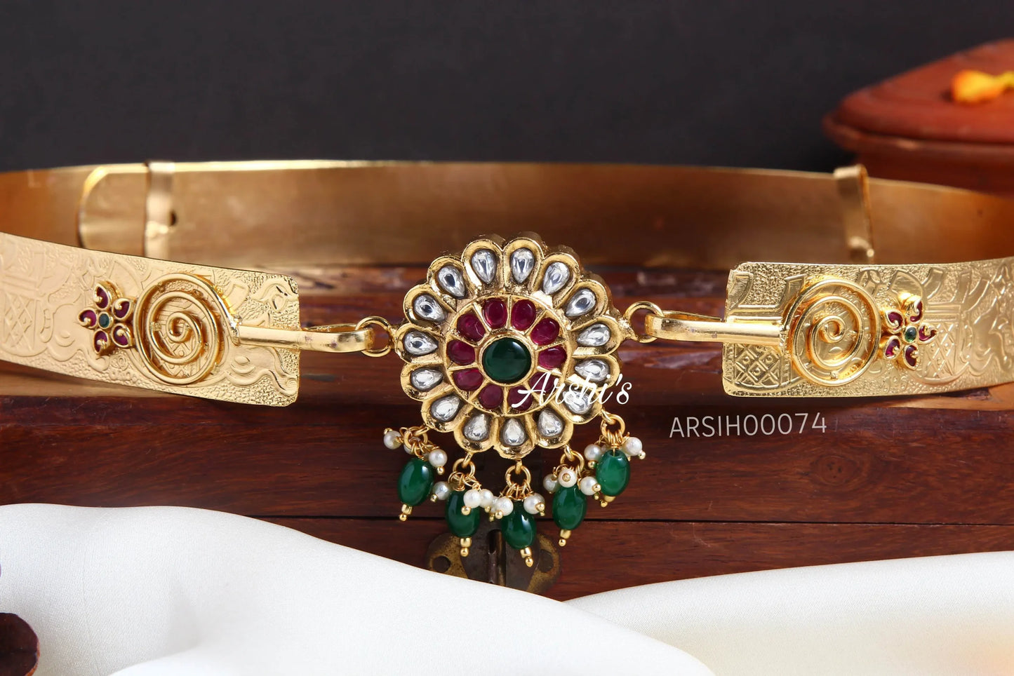 Traditional Antique Kundan Hipbelt (Vaddanam)