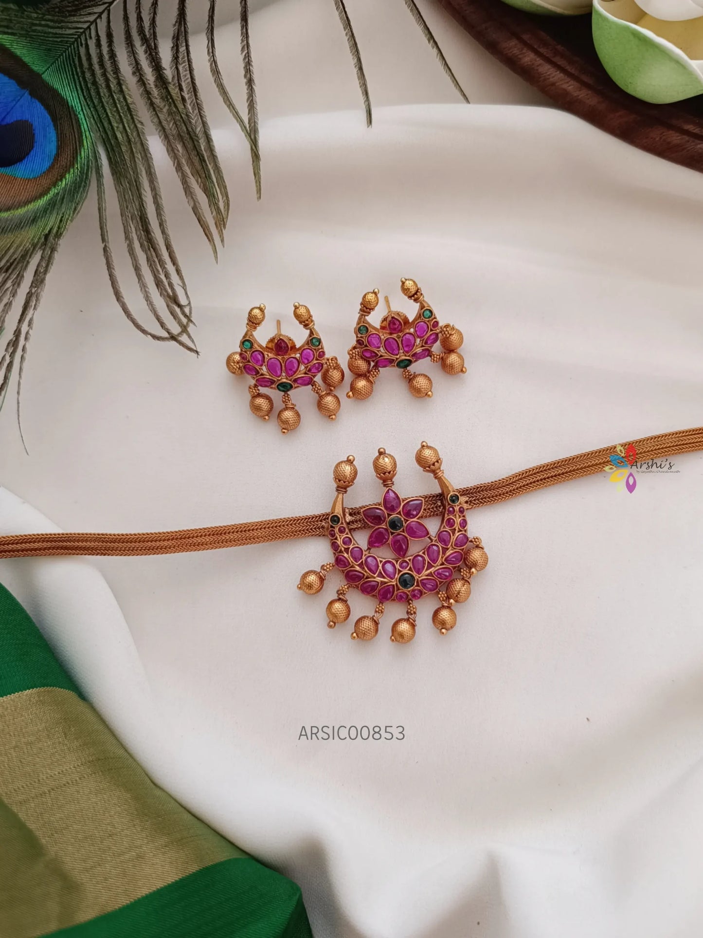 Chandbali Pendant Ruby Stone Choker