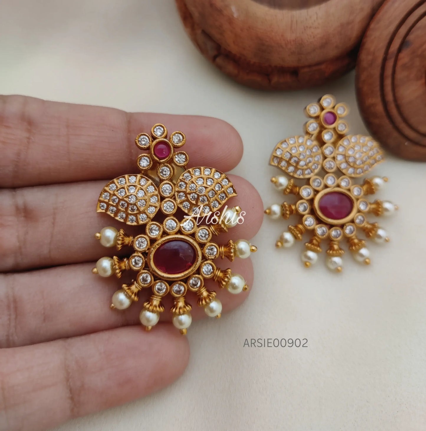 Beautiful Red Stone Ear Studs