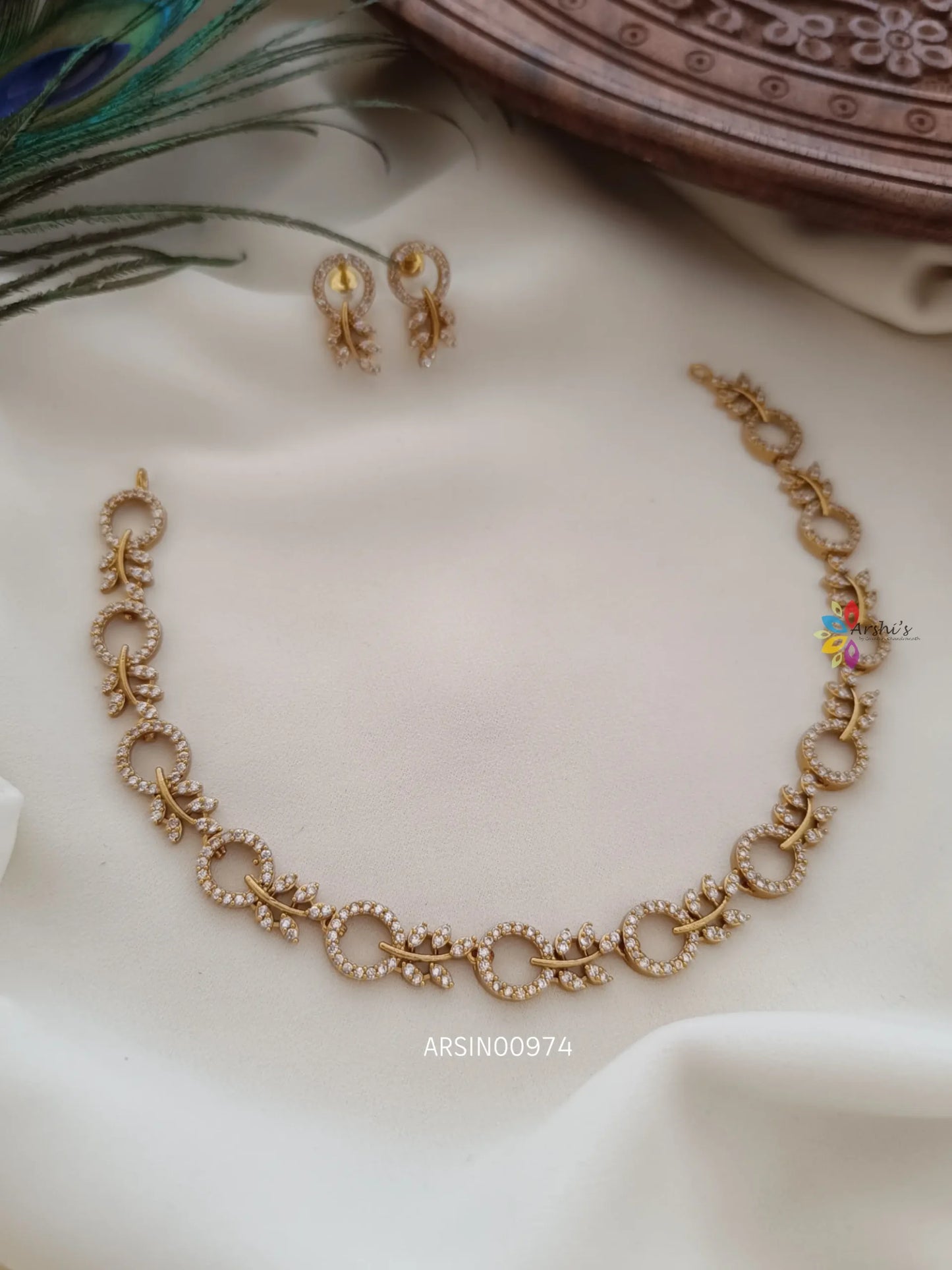 Circle Design AD Stone Necklace