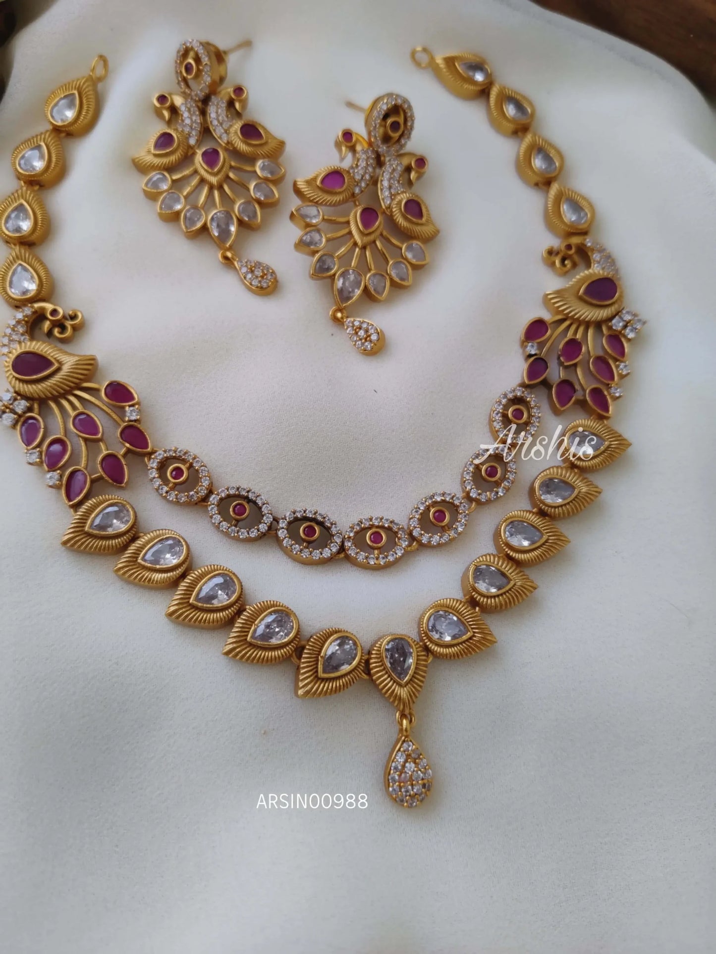 Two Layer Peacock with Stone Necklace