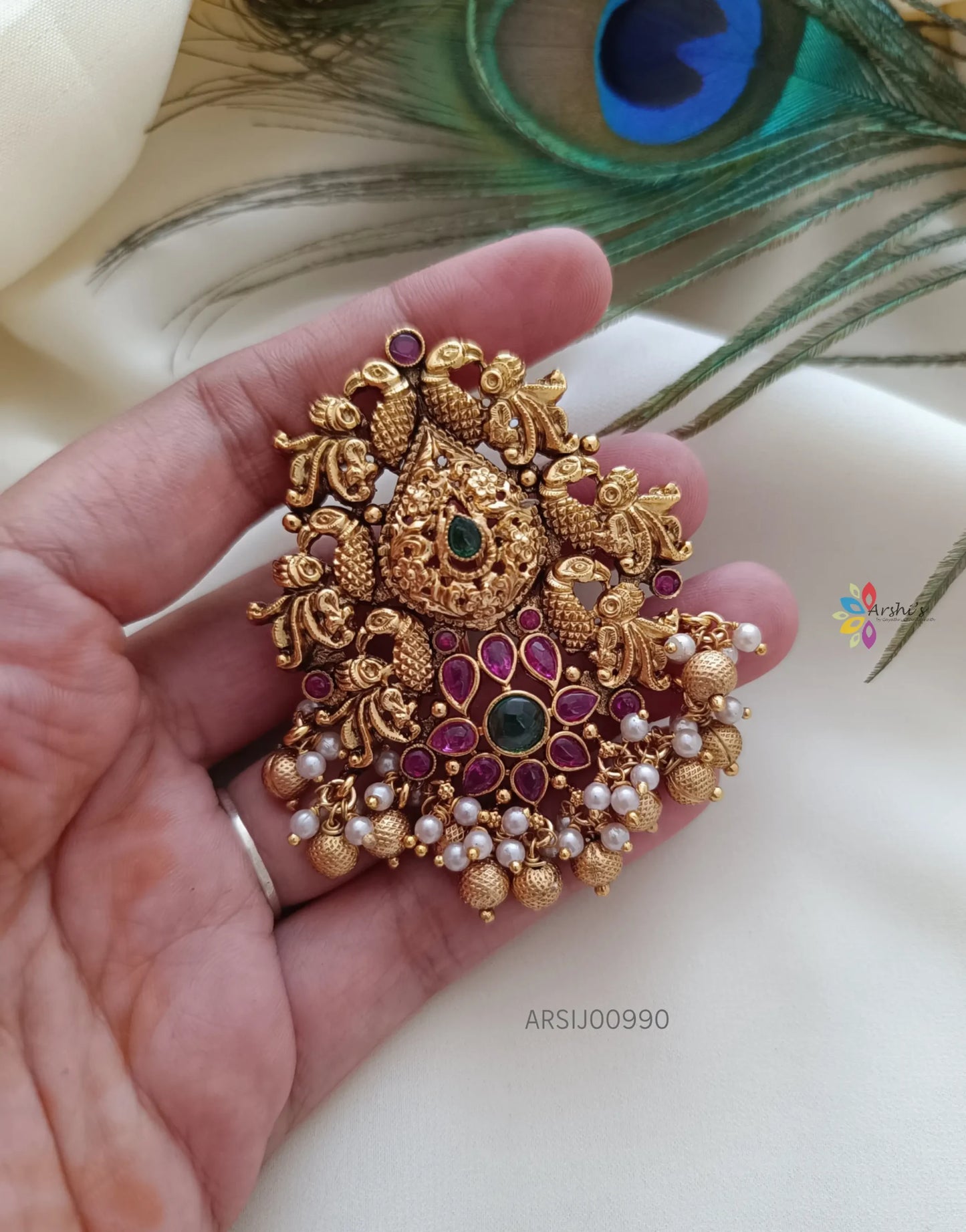 Peacock Gold Bead Drop Jadabilla