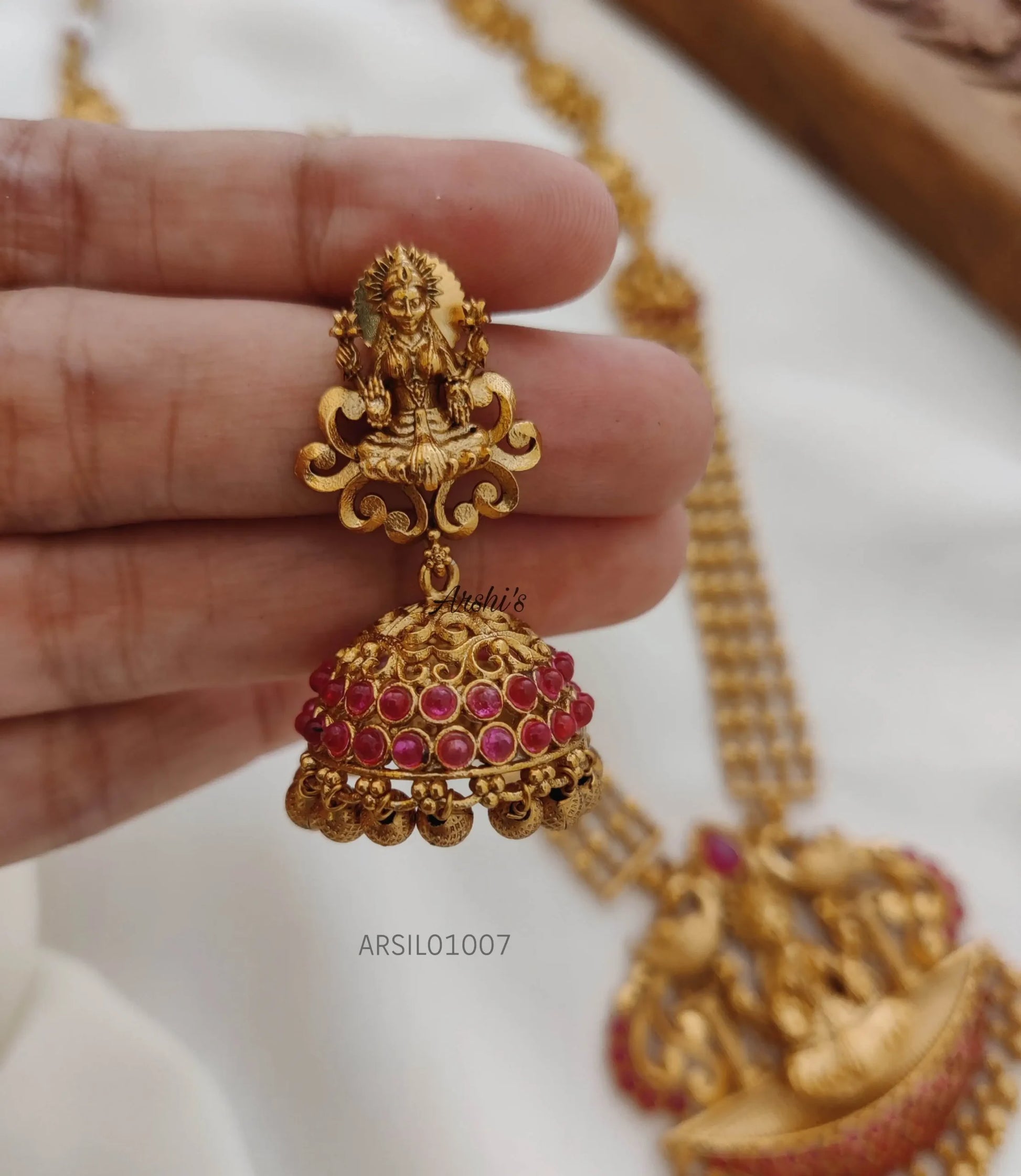 Four Layer Peacock Design Chain with Lakshmi Pendant Haram – Arshis