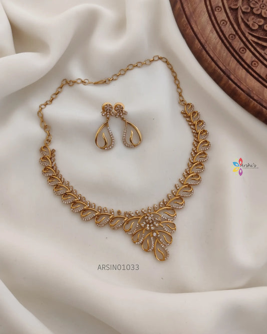 Trendy AD White Stone Necklace