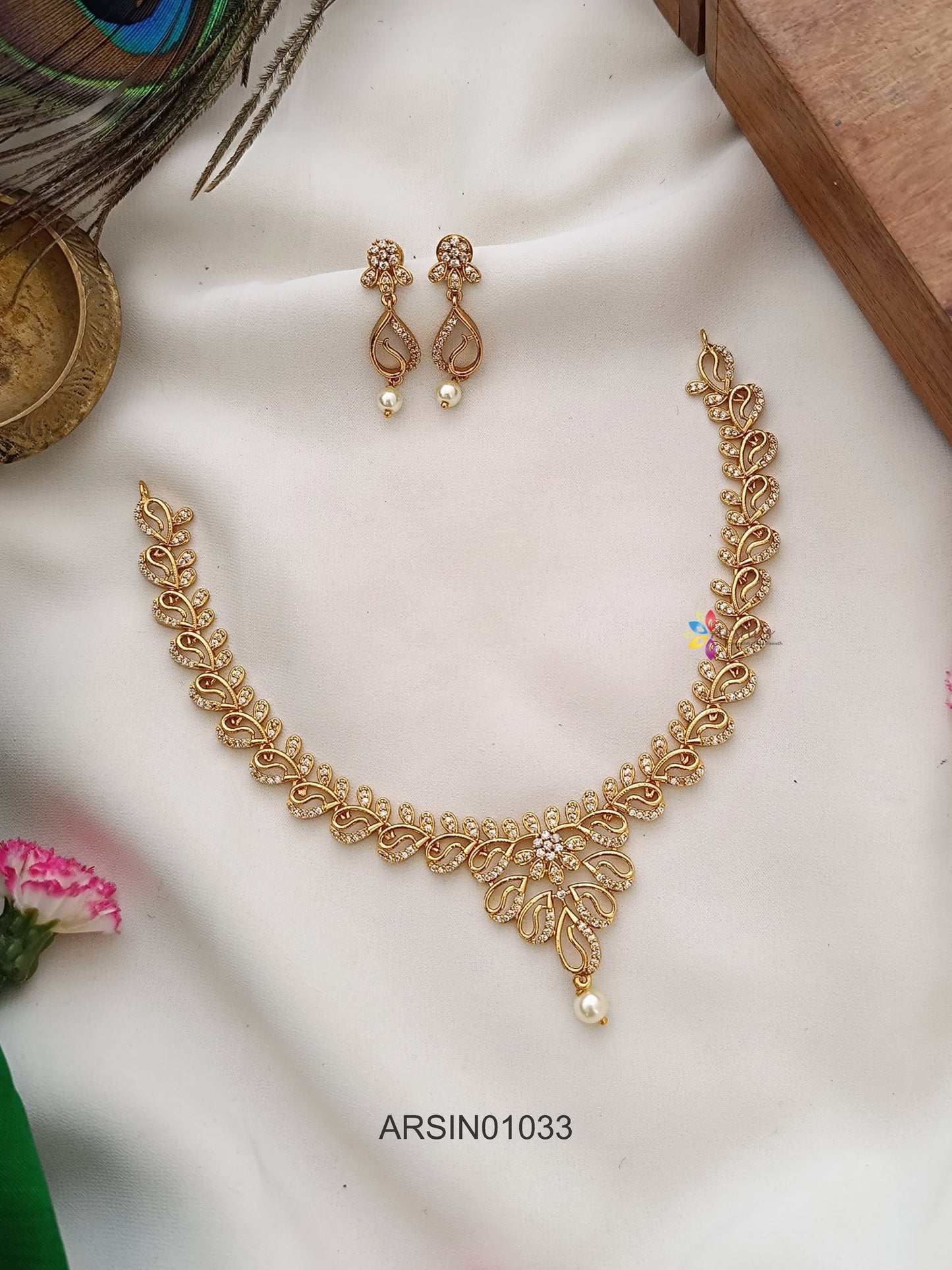 Trendy AD White Stone Necklace